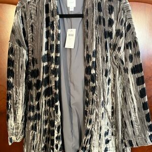 J. Jill Gray and Black Velvet Cardigan Sz S